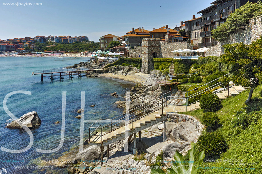 ancient fortifications and Panoramic view of Sozopol town, Burgas Region, Bulgaria