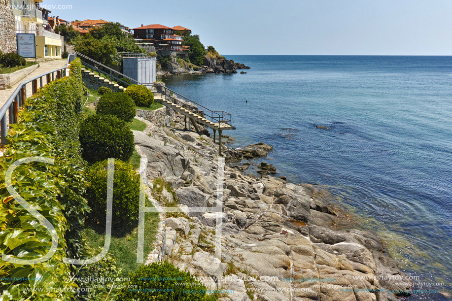 Seascape of Sozopol town and black sea, Burgas Region, Bulgaria