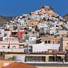Amazing Panorama of Old town of Ermopoli, Syros, Cyclades Islands, Greece