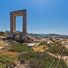Panoramic view of Portara, Apollo Temple Entrance, Naxos Island, Cyclades, Greece