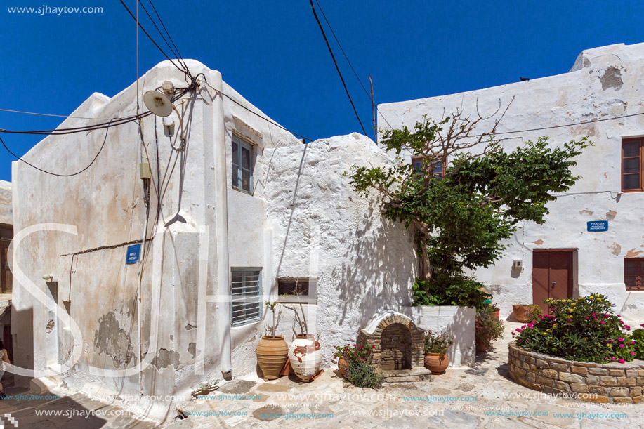 Old houses in the fortress in Chora town, Naxos Island, Cyclades, Greece