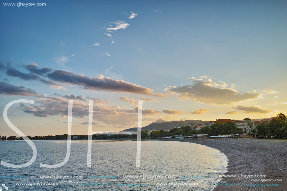 Amazing Sunset over The cable bridge between Rio and Antirrio view from Nafpactos, Patra, Western Greece