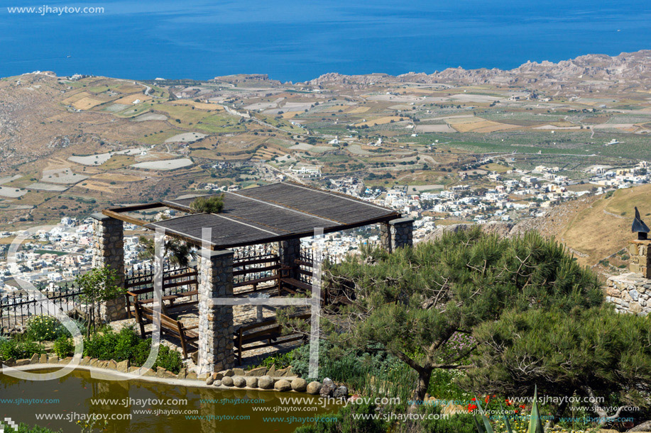 Panoramic view of Santorini island, Thira, Cyclades, Greece