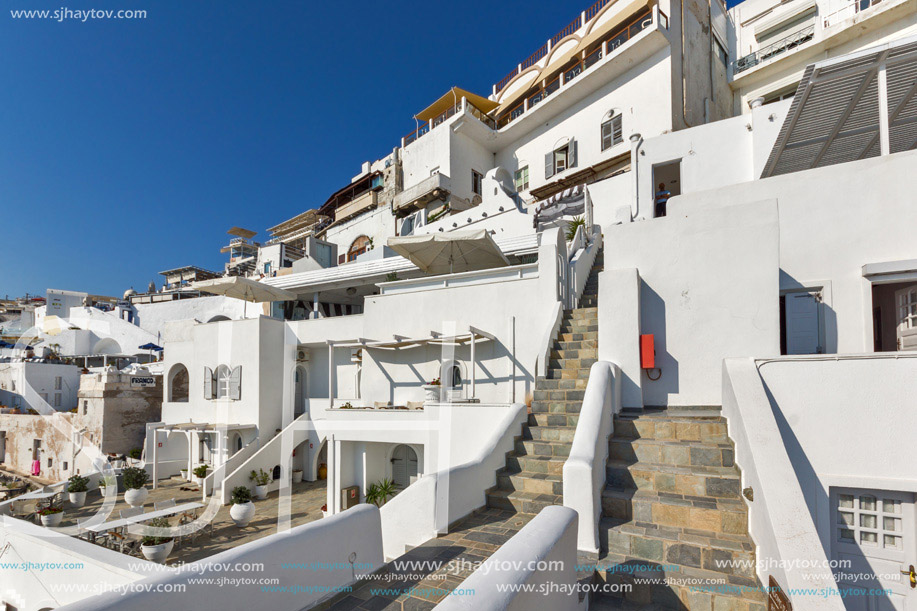 Amazing view with White houses in Fira, Santorini island, Thira, Cyclades, Greece