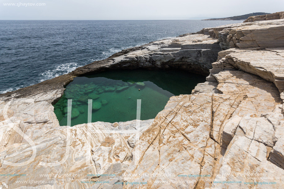 Amazing view of Giola Natural Pool in Thassos island, East Macedonia and Thrace, Greece