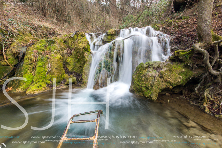 Amazing view of Bachkovo waterfalls cascade in Rhodopes Mountain, Plovdiv region, Bulgaria