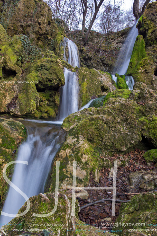 Landscape of Deep forest Waterfall near village of Bachkovo, Plovdiv region, Bulgaria