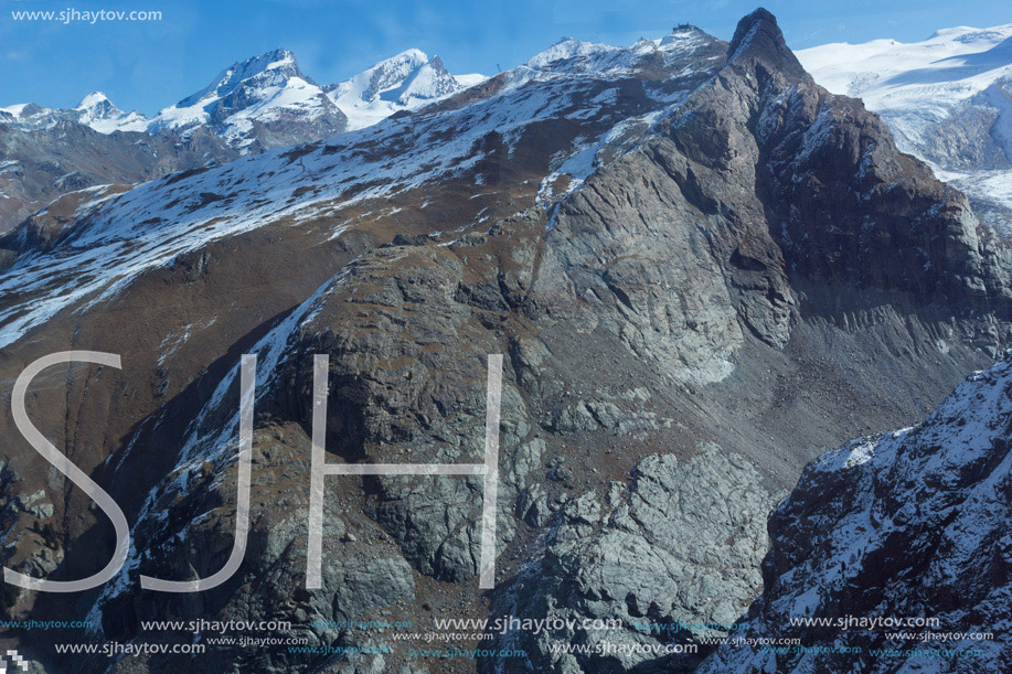 Rocky slopes of the Swiss Alps near Zermatt, Switzerland