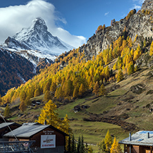 Autumn Landscape of Mount Matterhorn, Canton of Valais, Switzerland