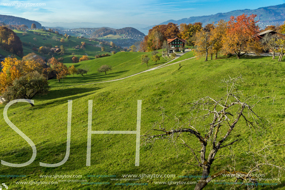 Amazing Autumn view of typical Switzerland village near town of Interlaken, canton of Bern