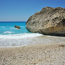 Blue Waters of Megali Petra Beach, Lefkada, Ionian Islands, Greece