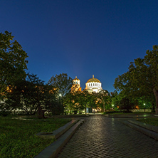 Night photo of Alexander Nevsky Cathedral, Sofia, Bulgaria