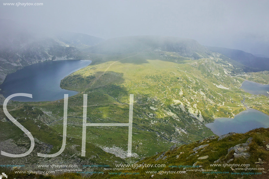Fog over The Kidney and The Twin lakes, The Seven Rila Lakes, Bulgaria