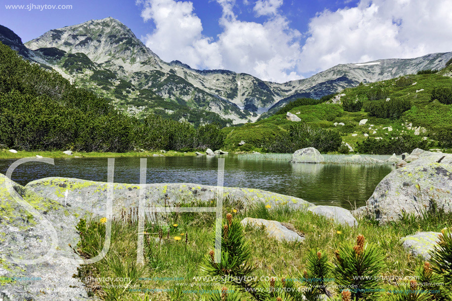 Amazing view of Muratov peak and river in Pirin Mountain, Bulgaria