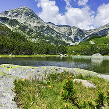 Amazing view of Muratov peak and river in Pirin Mountain, Bulgaria