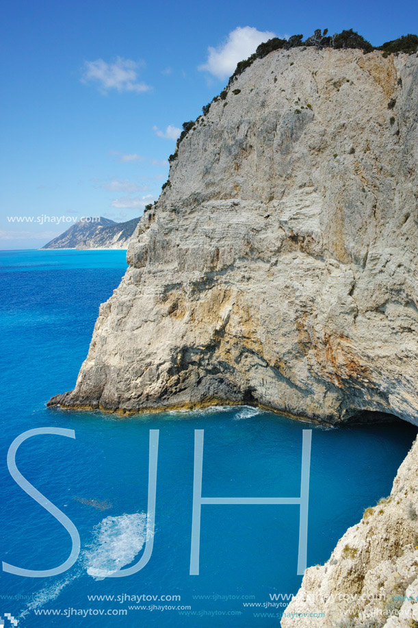 Amazing seascape with Rocks near Porto Katsiki Beach, Lefkada, Ionian Islands, Greece