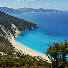 Amazing panorama of Myrtos Beach, Kefalonia, Ionian Islands, Greece