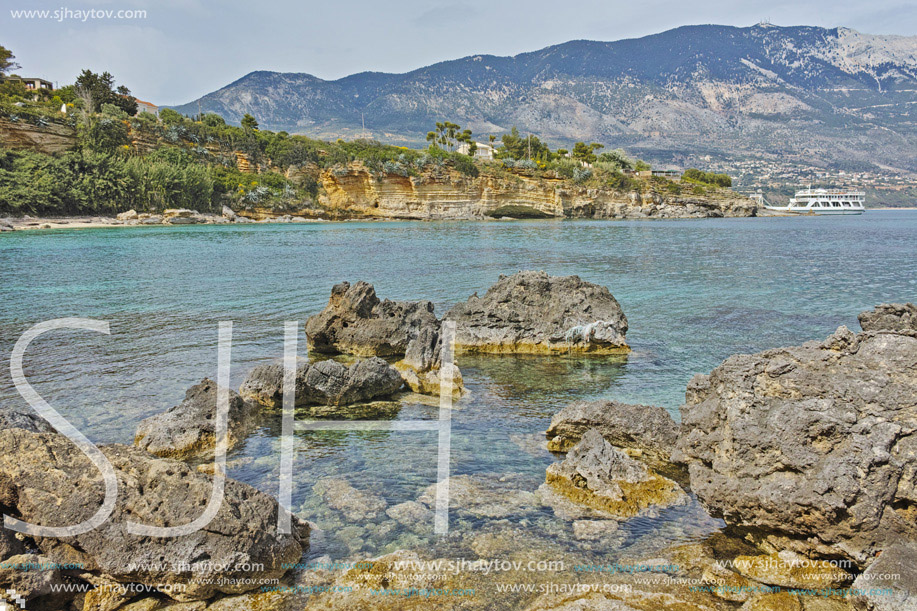 Rocks in the water of Pesada beach, Kefalonia, Ionian islands, Greece