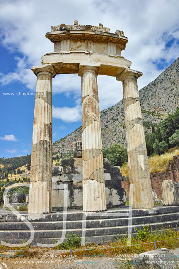 Athena Pronaia Sanctuary in Ancient Greek archaeological site of Delphi, Central Greece