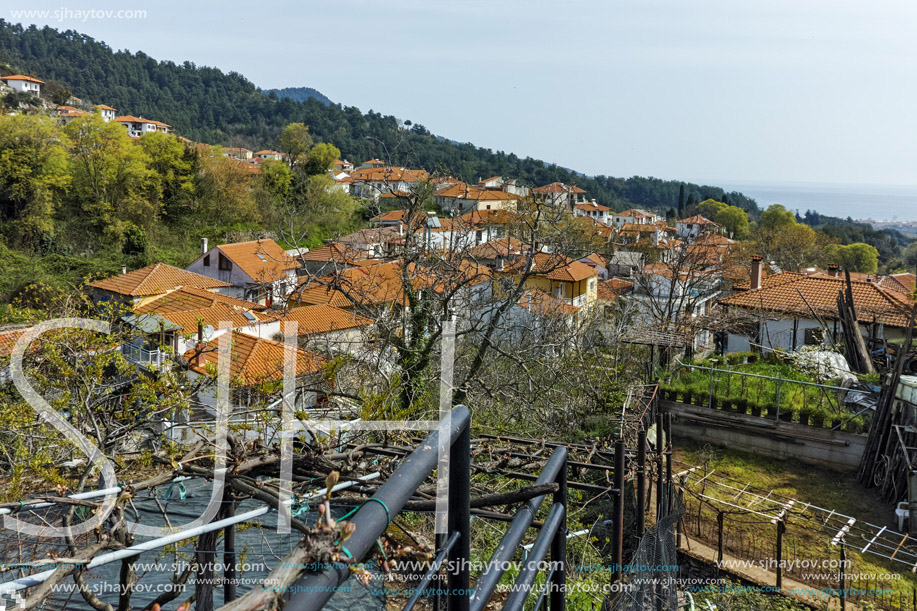 Panorama to village of Potamia, Thassos island,  East Macedonia and Thrace, Greece