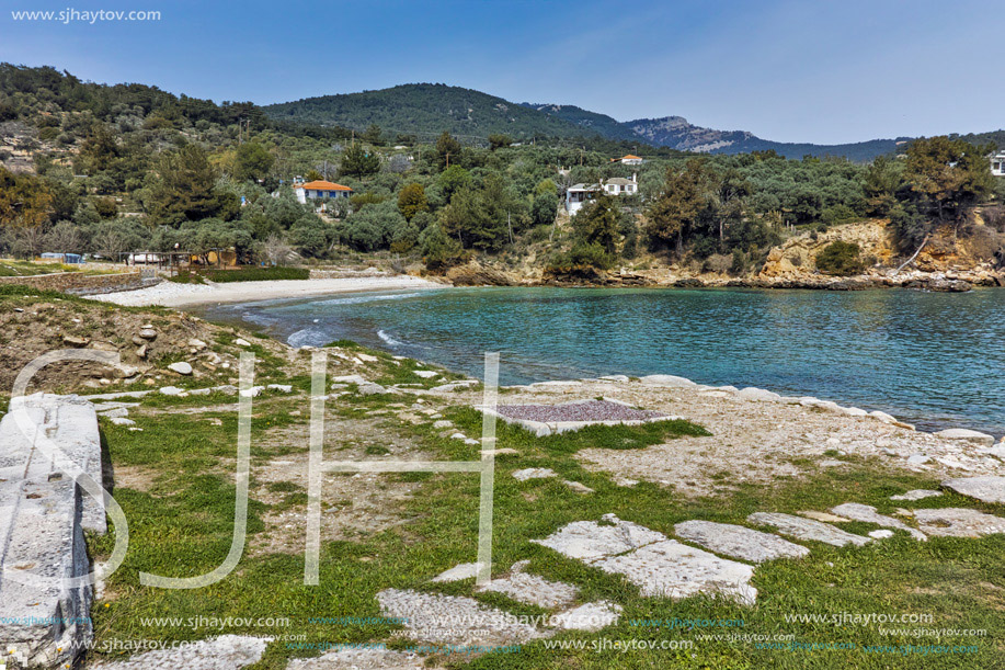 Panorama to Archaeological site of Aliki, Thassos island,  East Macedonia and Thrace, Greece