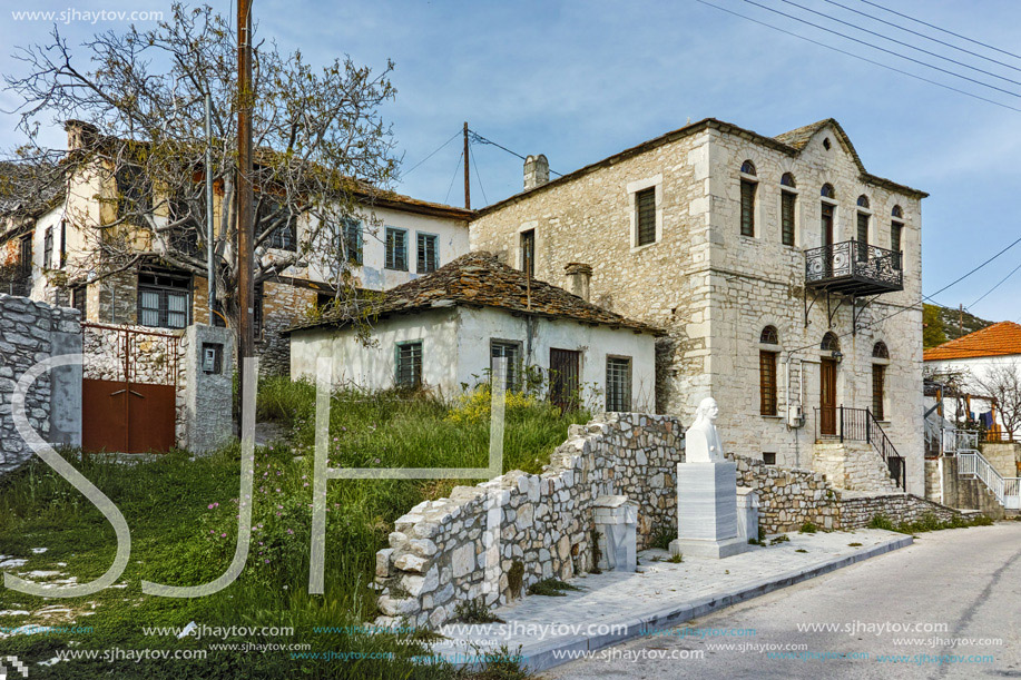 Panoramic view with old houses in village of Theologos,Thassos island, East Macedonia and Thrace, Greece