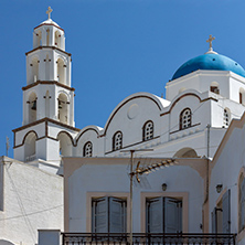 White Church in Pyrgos Kallistis, Santorini island, Thira, Cyclades, Greece