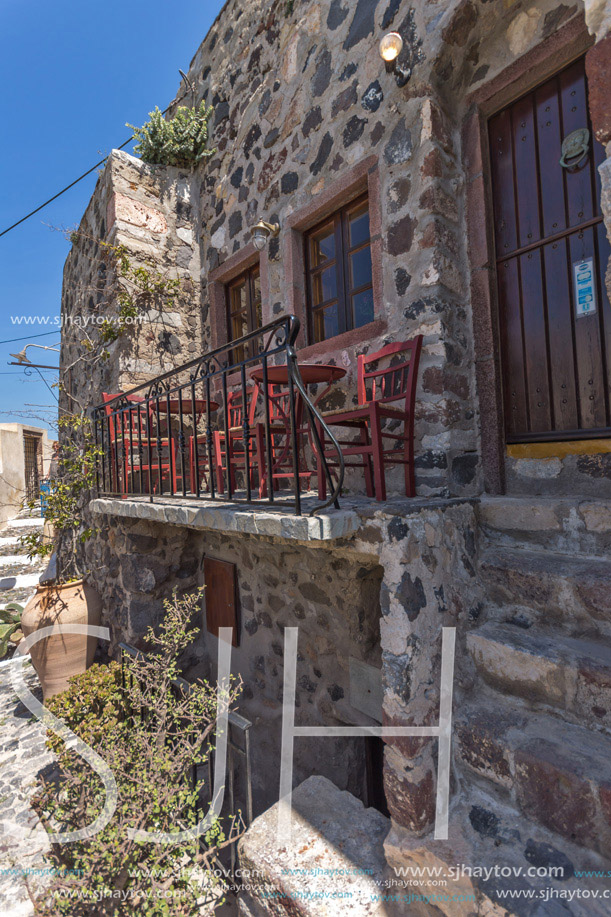 medieval house in castle of Pyrgos Kallistis, Santorini island, Thira, Cyclades, Greece