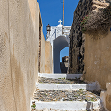 Street In the castle of Pyrgos Kallistis, Santorini island, Thira, Cyclades, Greece