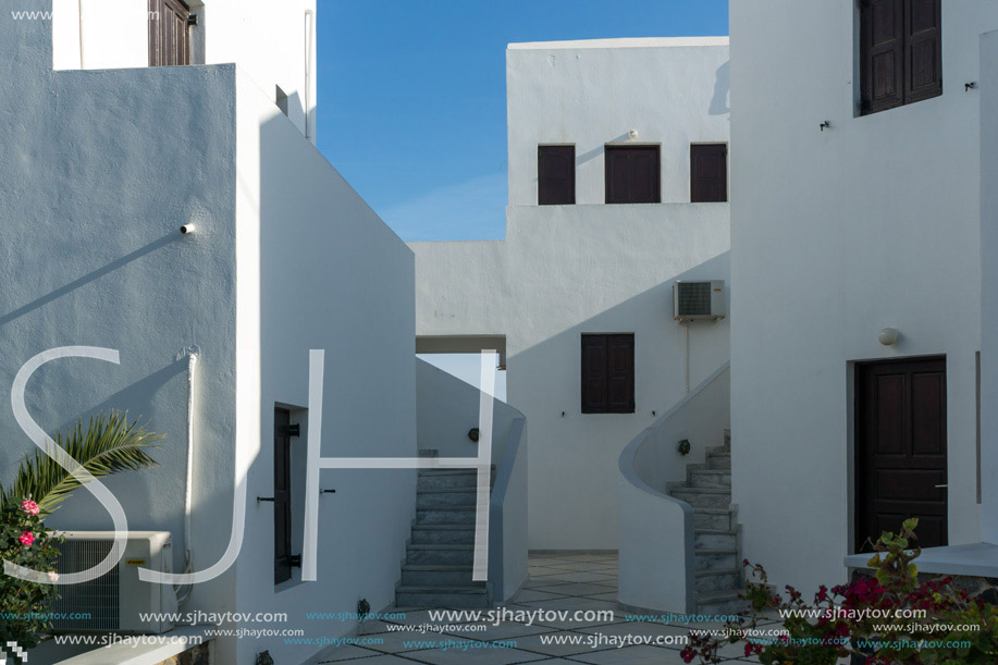 Panoramic view to town of Fira, Santorini island, Thira, Cyclades, Greece