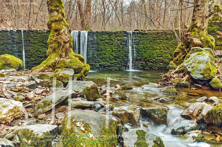 Waterfall and blue water on Crazy Mary River, Belasitsa Mountain, Bulgaria