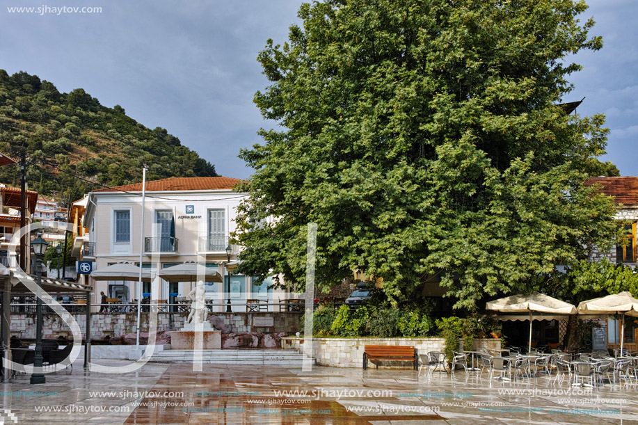 Central Square of town of Nafpaktos, Western Greece