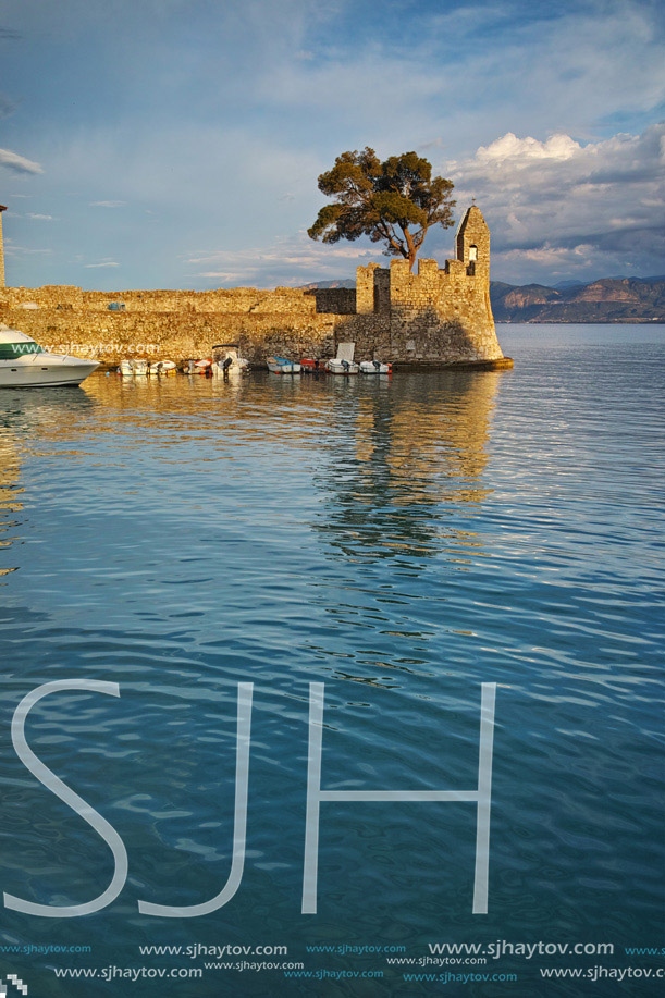 Panoramic view of the port of Nafpaktos town, Western Greece