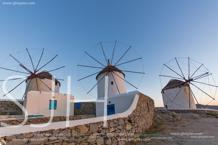 White windmill on the island of Mykonos, Cyclades, Greece