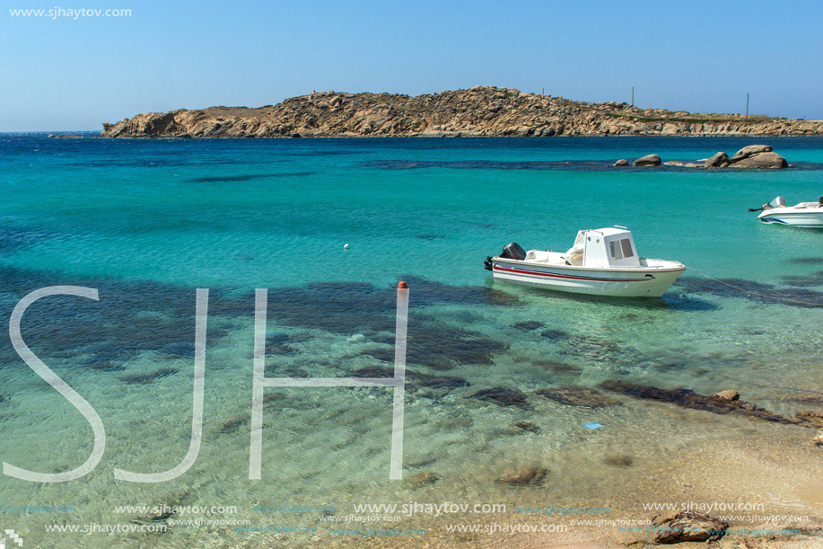 Paranga Beach on the island of Mykonos, Cyclades, Greece