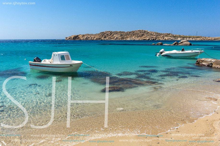 Paranga Beach on the island of Mykonos, Cyclades, Greece