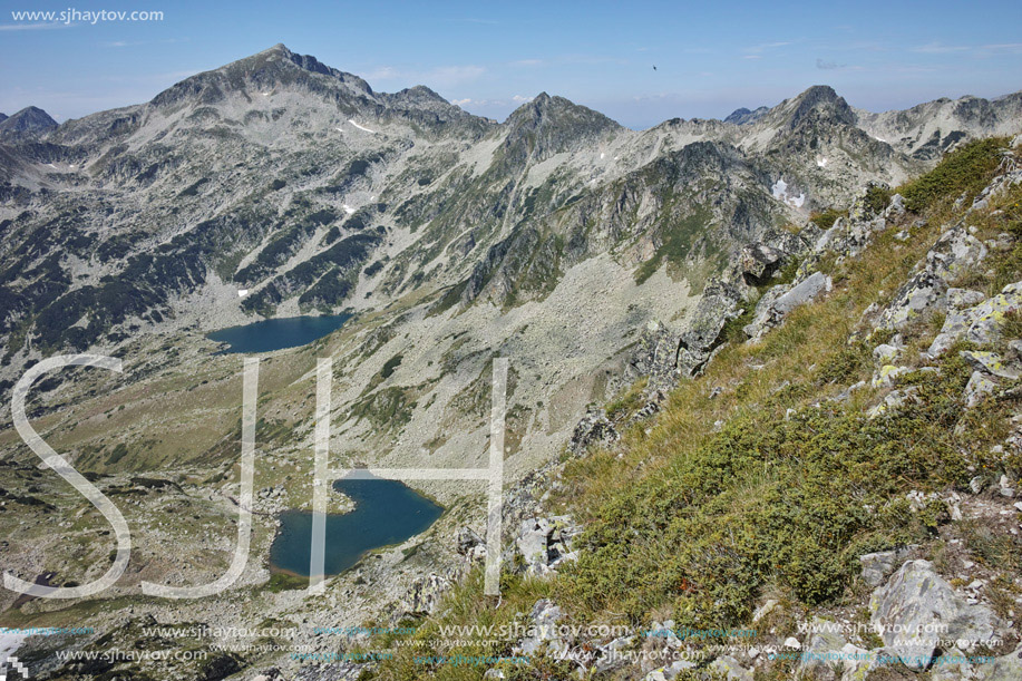 Amazing view of Argirovo and Mitrovo lakes - view from Dzhano Peak,  Pirin mountain, Bulgaria