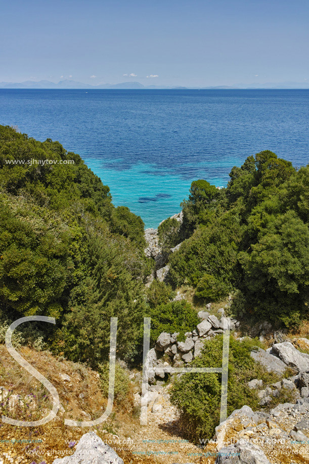Blue waters on the small beach, Kefalonia, Ionian Islands, Greece