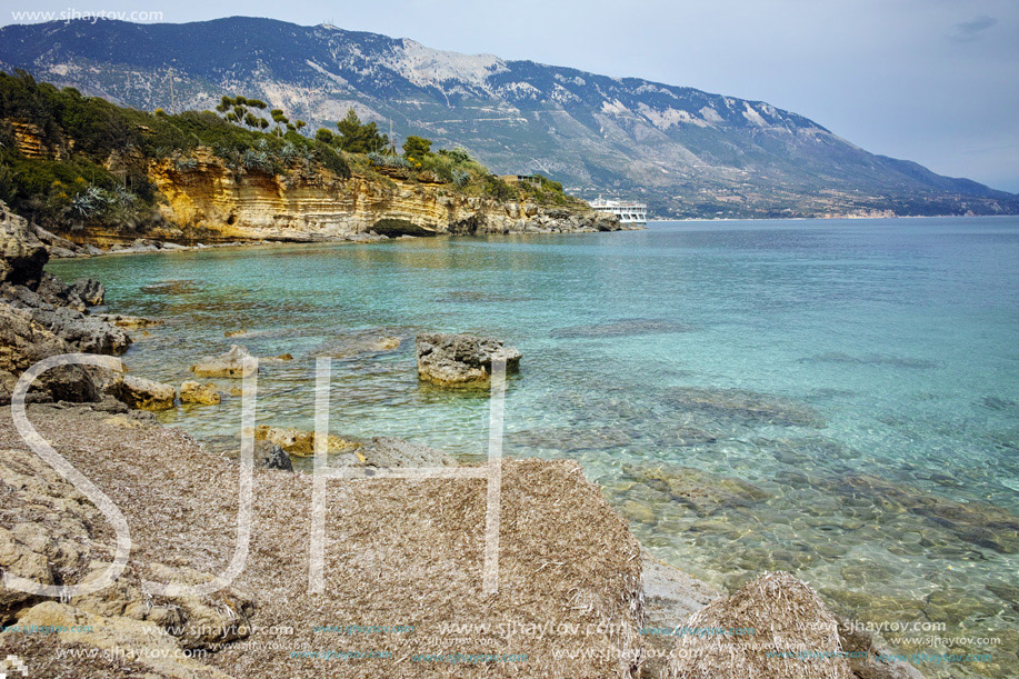 Panoramic view of Pesada beach, Kefalonia, Ionian islands, Greece