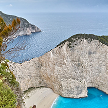Panoramic view of Navagio Shipwreck beach, Zakynthos, Greece