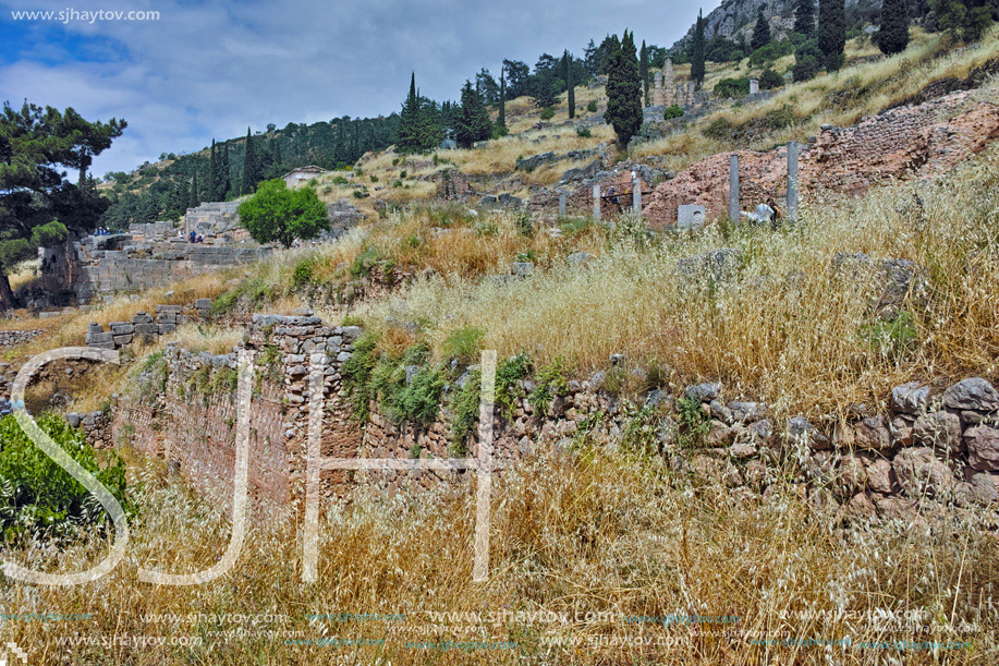 Panoramic view of Ancient Greek archaeological site of Delphi,Central Greece