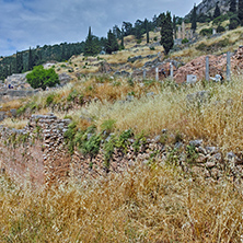Panoramic view of Ancient Greek archaeological site of Delphi,Central Greece