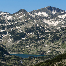 Panoramic view of Popovo lake and Dzhangal peak in Pirin Mountain, Bulgaria