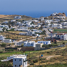 Panoramic view of Town of Ano Mera, island of Mykonos, Cyclades, Greece