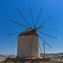 White windmill in Town of Ano Mera, island of Mykonos, Cyclades, Greece
