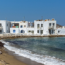 White house and Bay in Naoussa town, Paros island, Cyclades, Greece