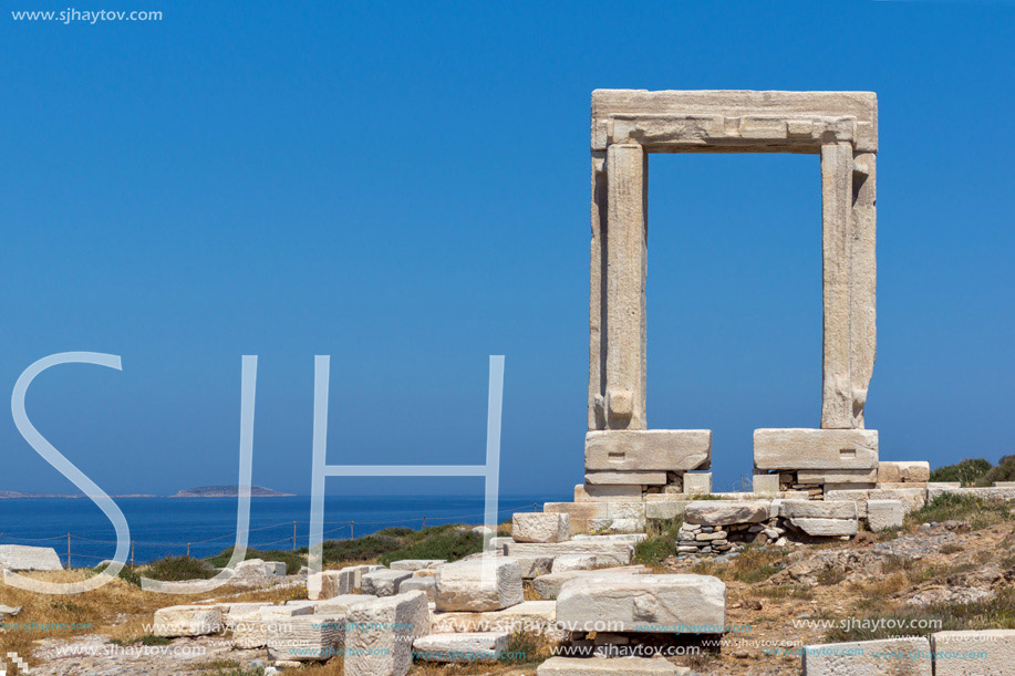 Landscape of Portara, Apollo Temple Entrance, Naxos Island, Cyclades, Greece