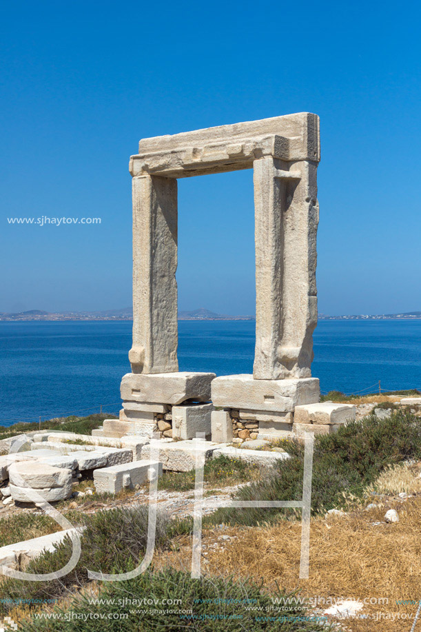 Seascape with Portara, Apollo Temple Entrance, Naxos Island, Cyclades, Greece