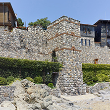 ancient fortifications and old houses at embankment of Sozopol, Burgas Region, Bulgaria