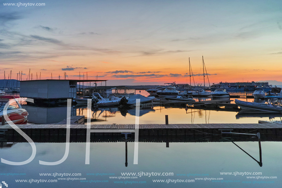 Red Sunset at the port of Sozopol, Burgas Region, Bulgaria